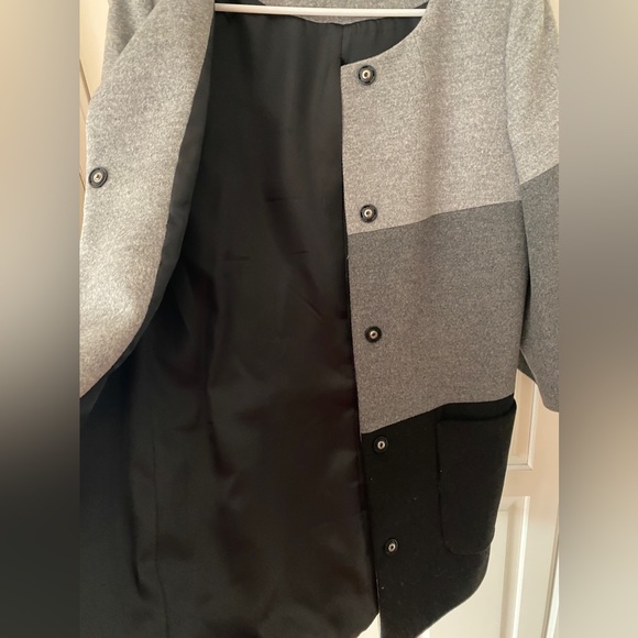 Colorblock wool coat Jacket Grey/black. Size S. cleaned professionally - Picture 6 of 12